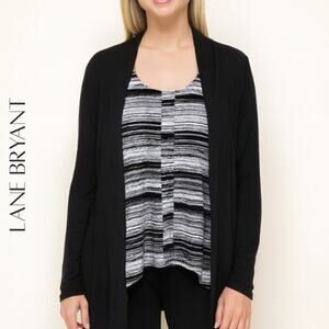 LANE BRYANT Black & White Striped Tank Top, 22/24